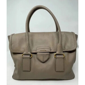 Prada Pattina Satchel Saffiano Leather Medium Bag Purse Taupe